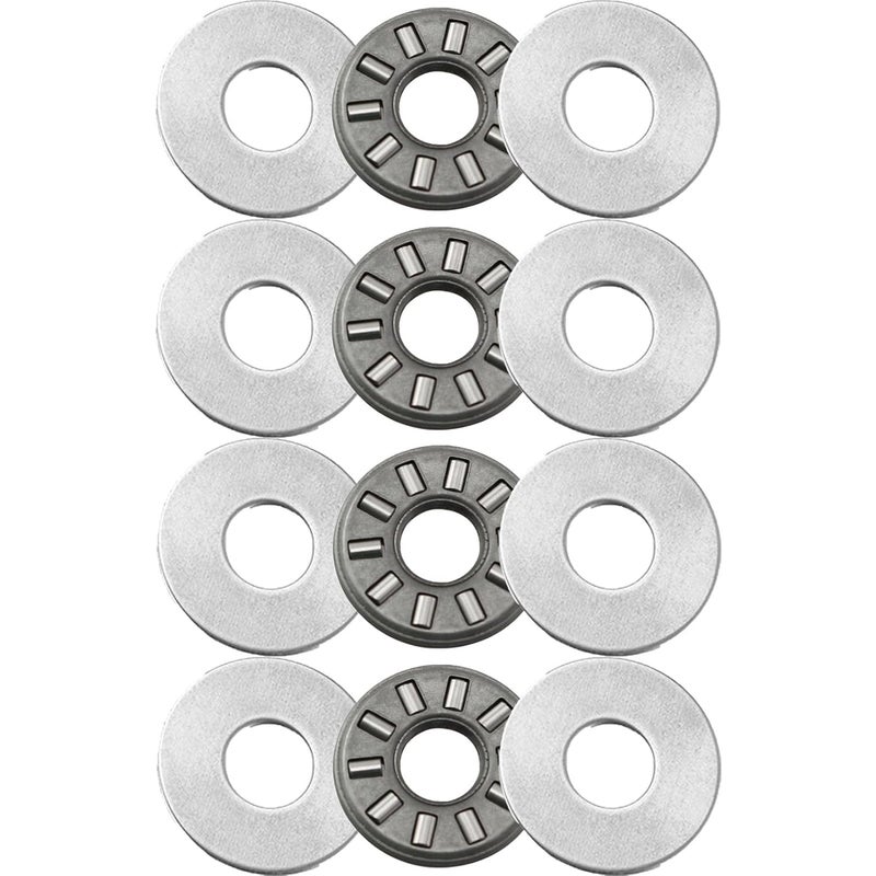 koofull 4 Sets NTA411+2TRA, Thrust Needle Roller Bearings with Two Washers, ID 1/4", OD 11/16" - Image 1
